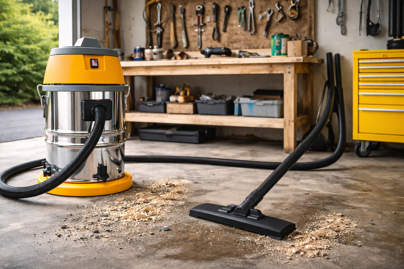 Workshop & Garage Wet and Dry Vacuum Cleaner – Stainless Steel Tank for Sawdust and Debris