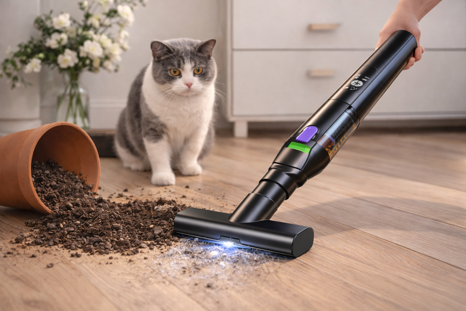 Cordless Handheld Vacuum Cleaner for Pet Mess & Hard Floors