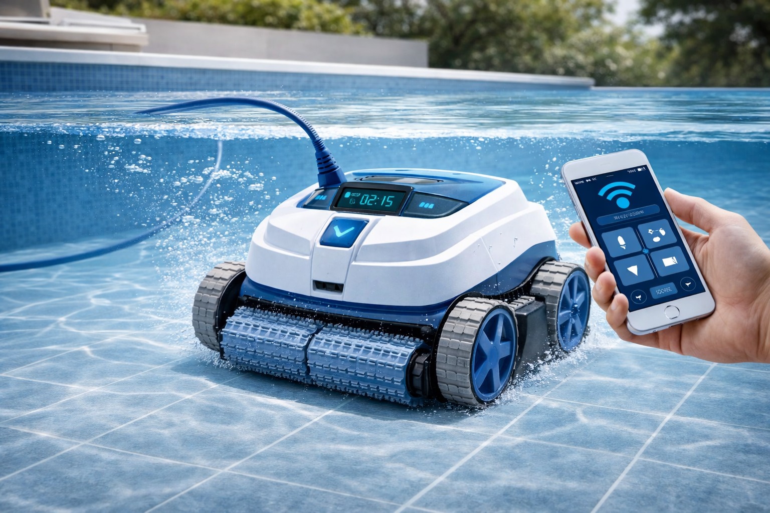 App-Controlled Smart Robotic Swimming Pool Cleaner