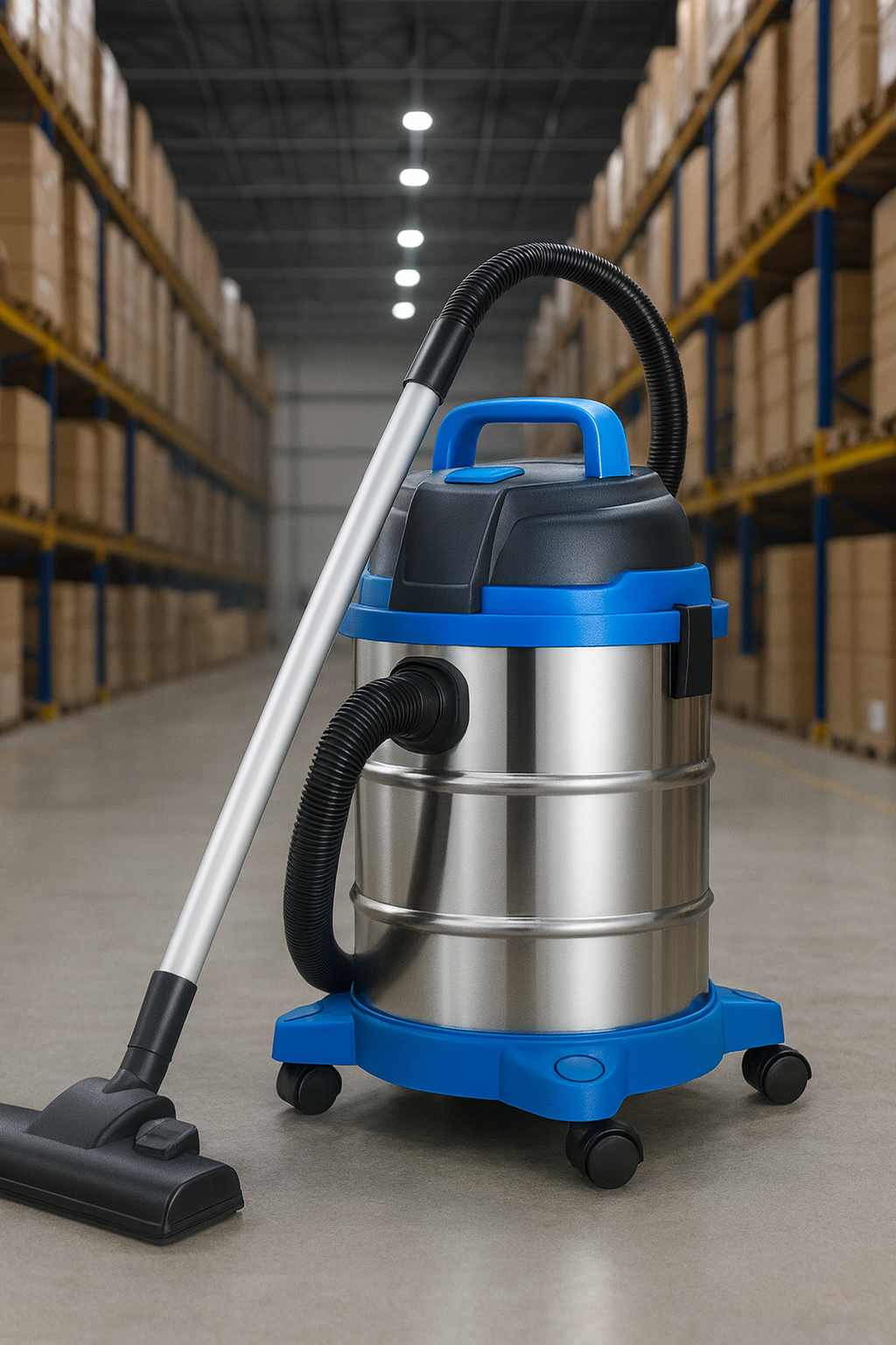 A9 Industrial Wet Dry Vacuum Cleaner with Blue Trim – High Suction, Durable, Quiet, and Multi-Surface