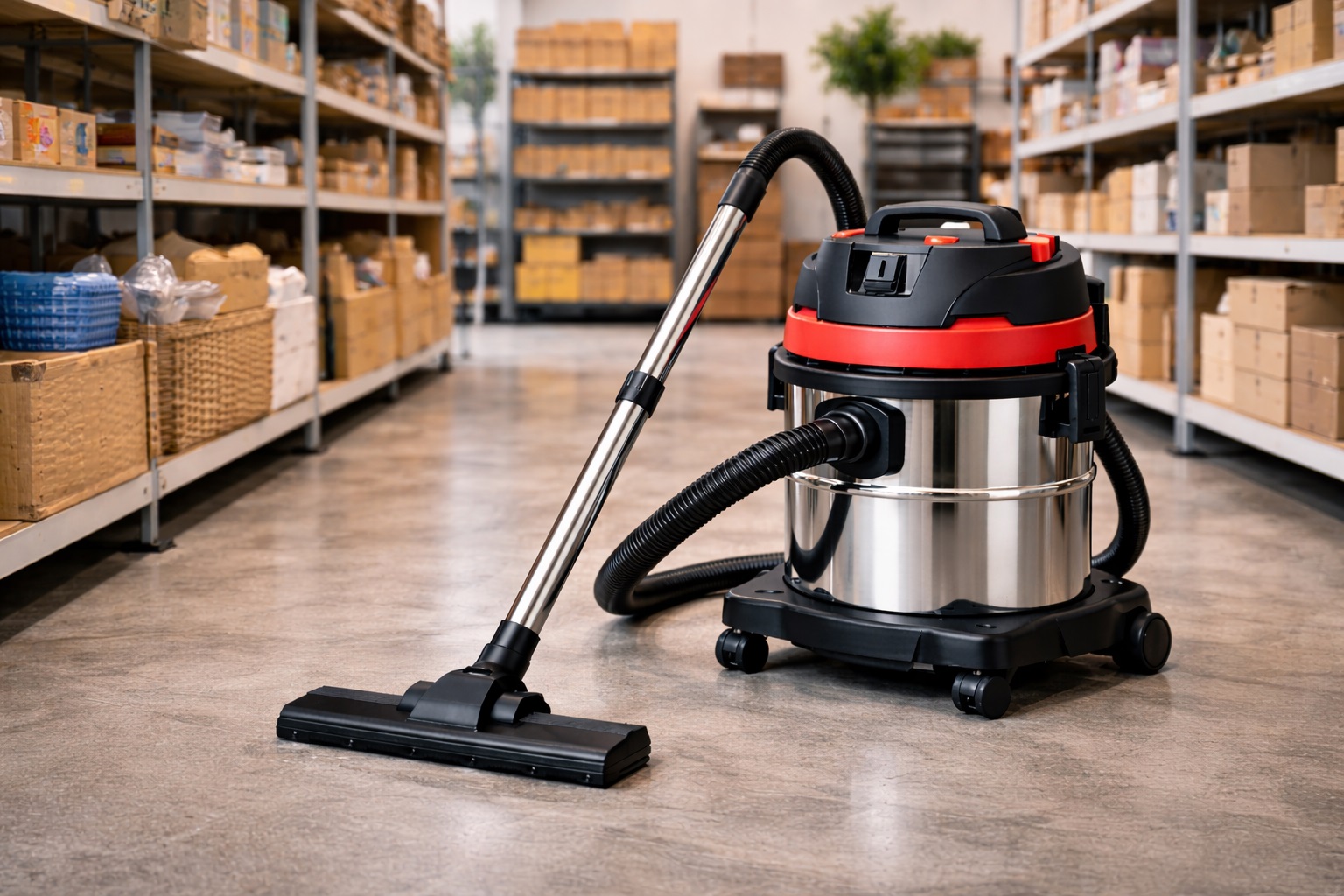 Commercial Wet and Dry Vacuum Cleaner for Warehouse and Retail Store Stainless Steel Industrial Equipment