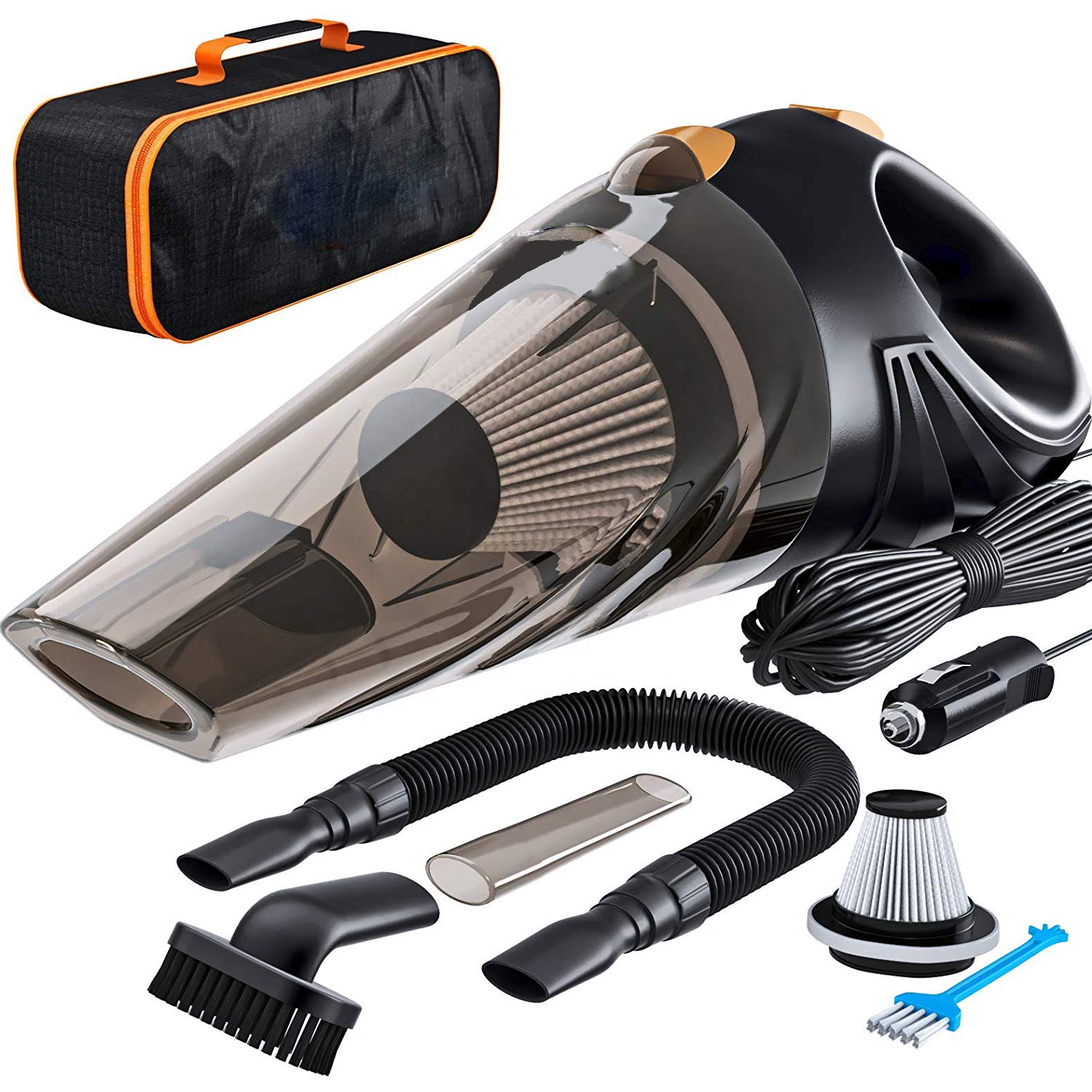 LX-VC-BL Portable Car Vacuum Cleaner (High Power with HEPA Filter) - Multi-Functional Interior Cleaning Kit