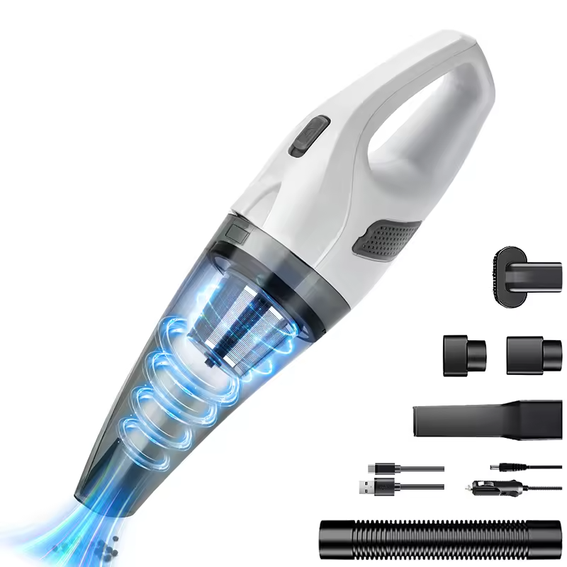 LX-VC-W Cordless Handheld Vacuum Cleaner | Dual Filtration with LED Light | Car & Home Use | Multiple Attachments