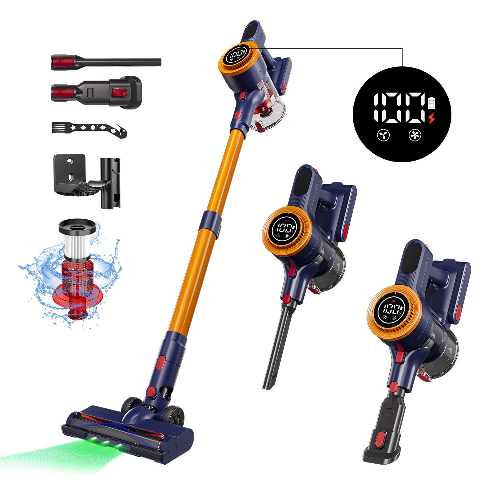LX-VC-P Cordless Vacuum Cleaner with LED Display | 30kPa Powerful Suction | 5-Stage Filtration | Multi-Surface Cleaning