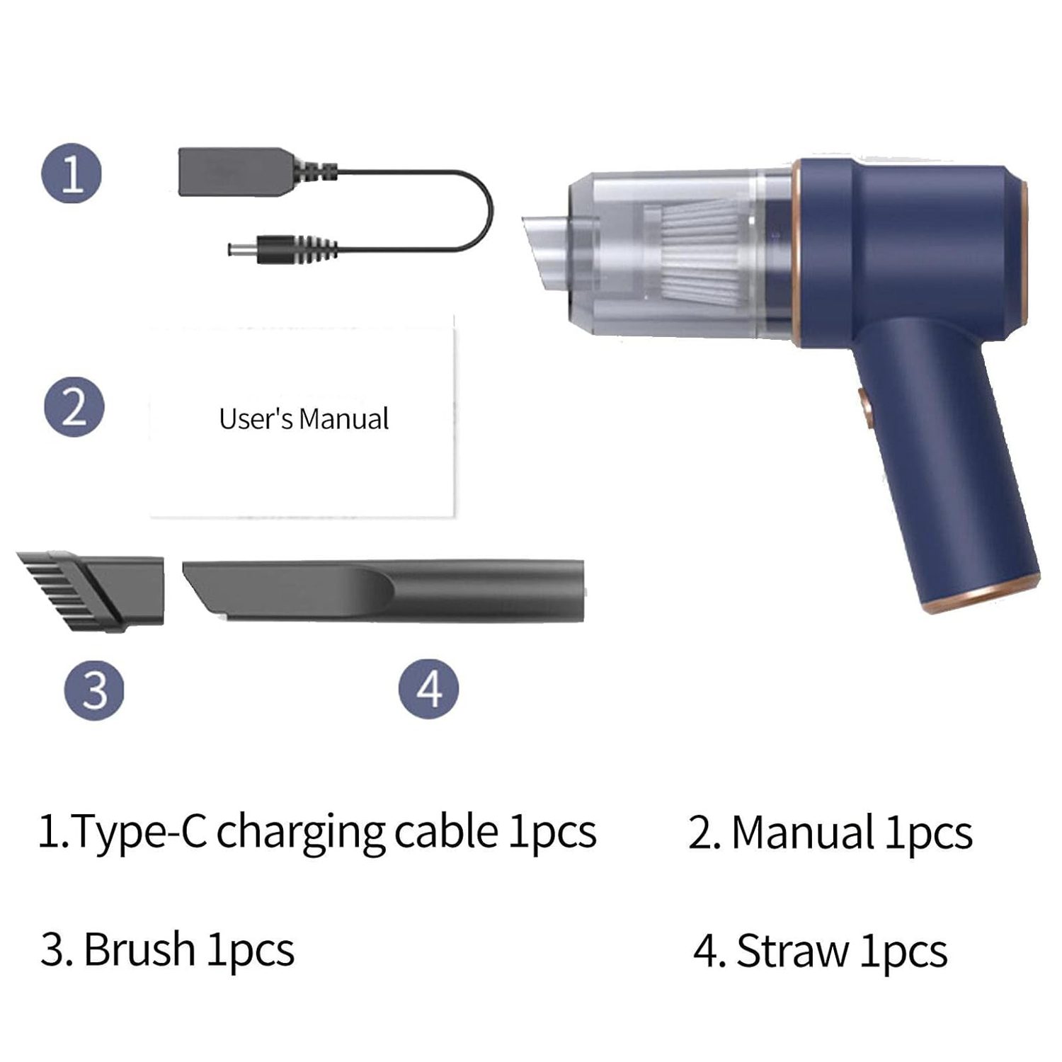 LX-VC-0.3L-B Wireless Car Vacuum Cleaner – Portable, Powerful, and Multi-Functional with Multiple Attachments