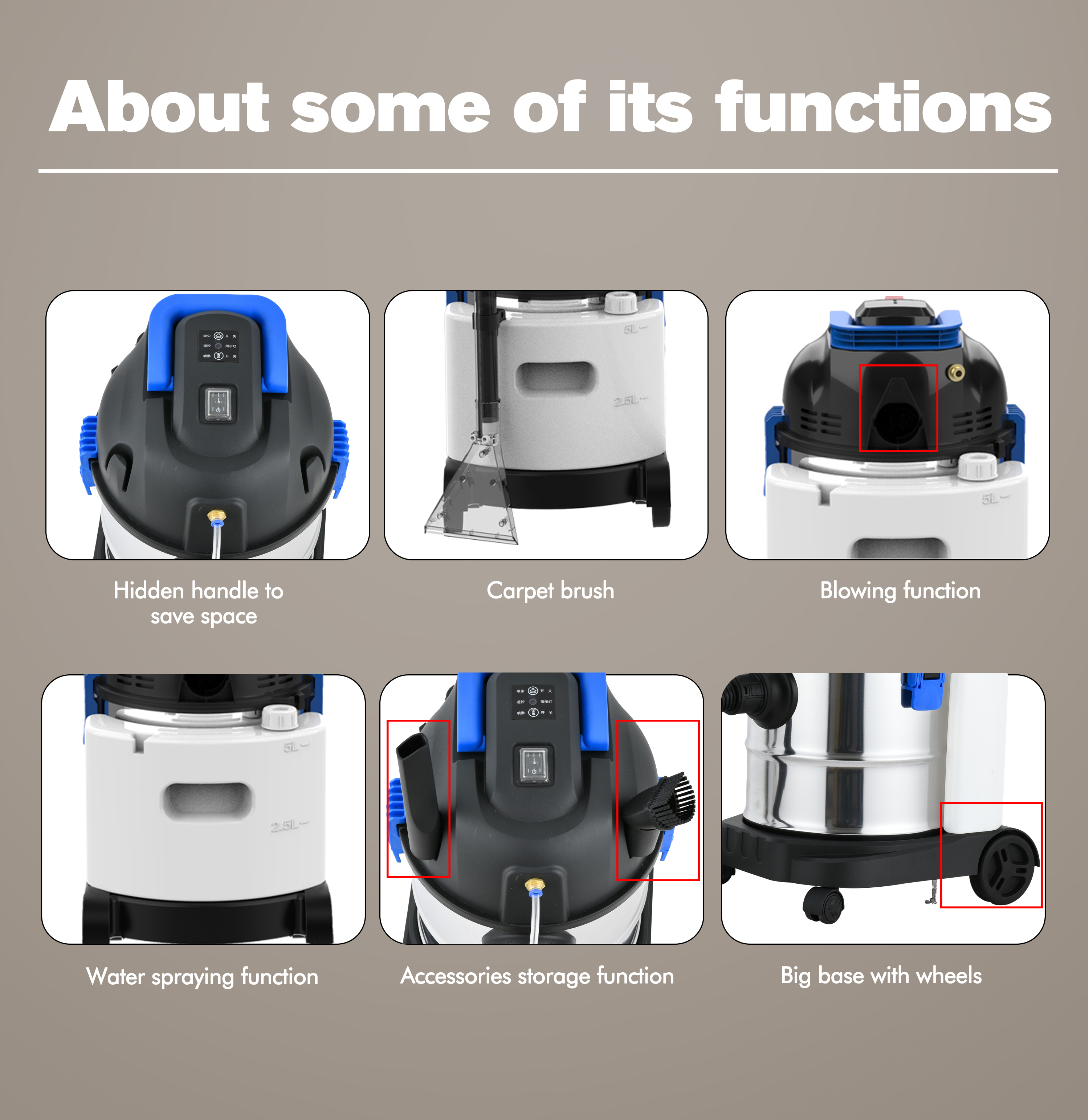Multifunctional Industrial Sofa & Carpet Cleaning Vacuum Cleaner for Home, Hotel, Office, and Car Use