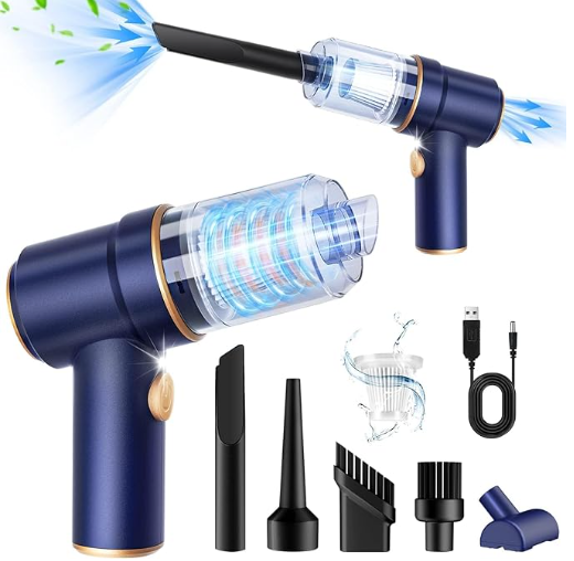 LX-CVC-2-in-1 Mini Cordless Car Vacuum & Air Duster with 9000Pa Suction, HEPA Filter, and 6 Nozzles