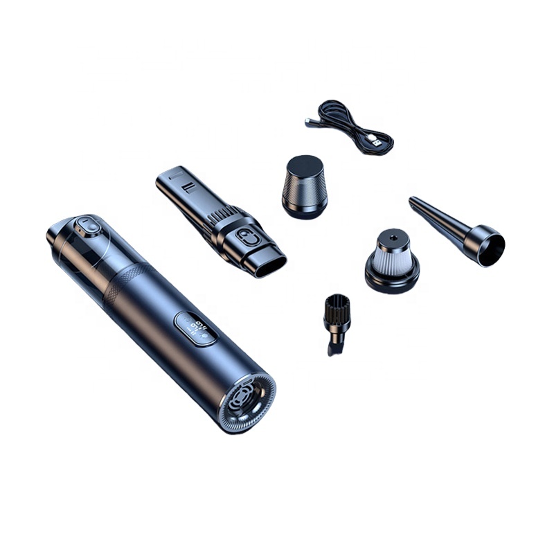3-in-1 Portable Wireless Mini Vacuum Cleaner with LCD Display – Suction, Blow, Inflate & LED Light