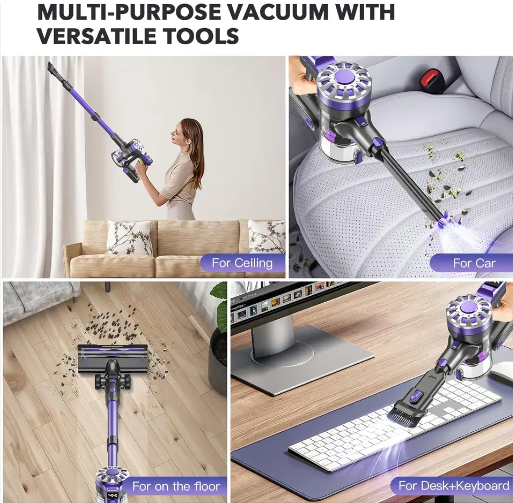 LX-WVC-Cordless Handheld Vacuum Cleaner – 12KPa Powerful Suction with HEPA, Multi-Surface Cleaning, 5-Stage Filtration