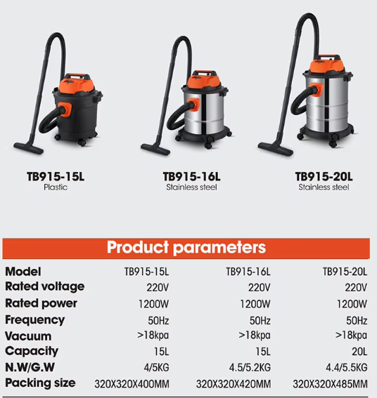LX-VC-D-1200W Wet & Dry Vacuum Cleaner 15L & 20L Household and Workshop Use
