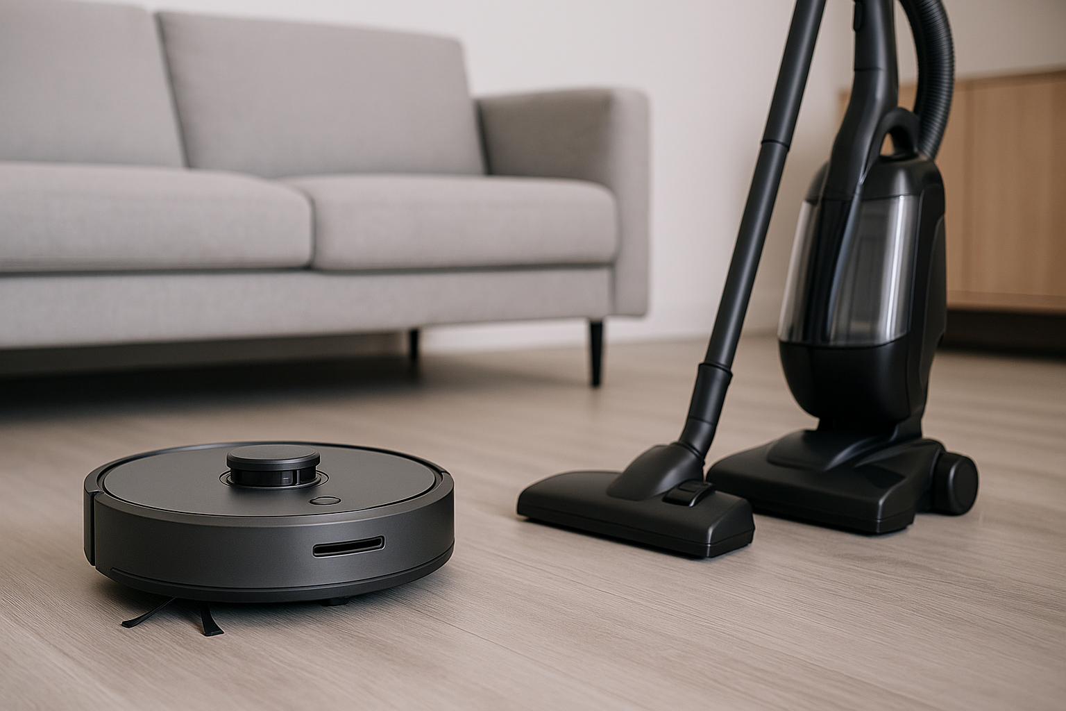 J3  2-in-1 Vacuum Cleaning Combo – Manual Upright & Smart Robotic Vacuum for Modern Home Cleaning