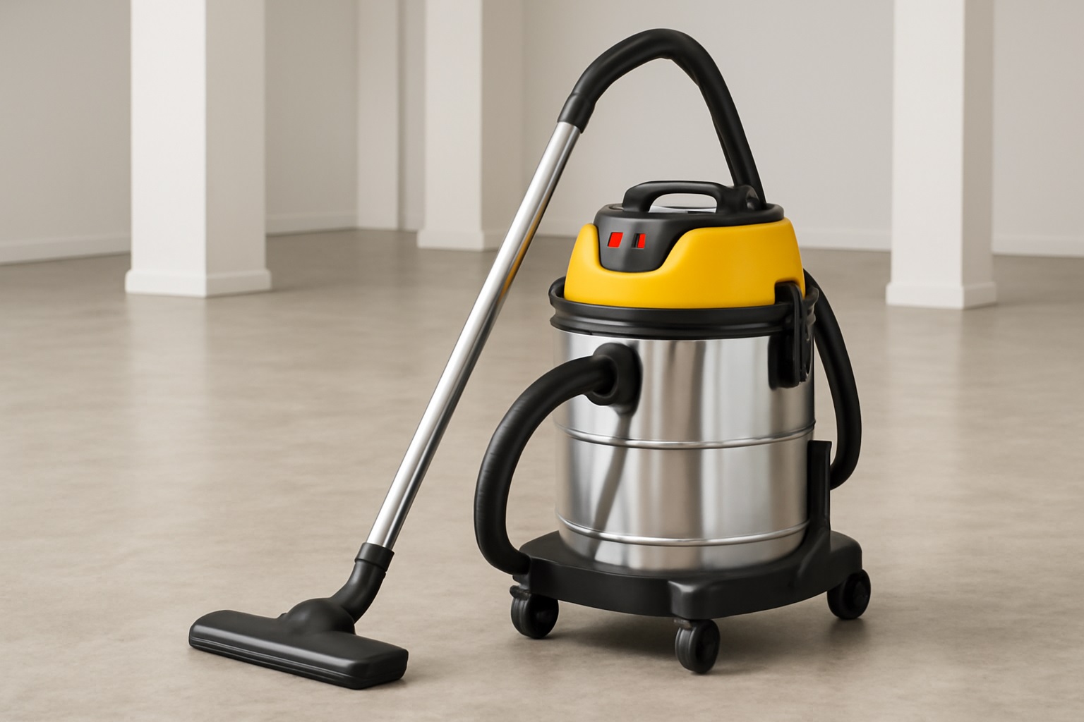 Y6 Commercial Wet & Dry Vacuum Cleaner - Stainless Steel Heavy-Duty Vacuum for Industrial and Home Use