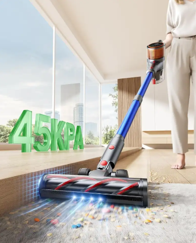 LX-HVC-Versatile 45000Pa Cordless Vacuum Cleaner with Anti-Tangle Roller, Adjustable Wand & LED Light – 4-in-1 Lightweight Stick Vacuum for Home, RV & Pet Hair