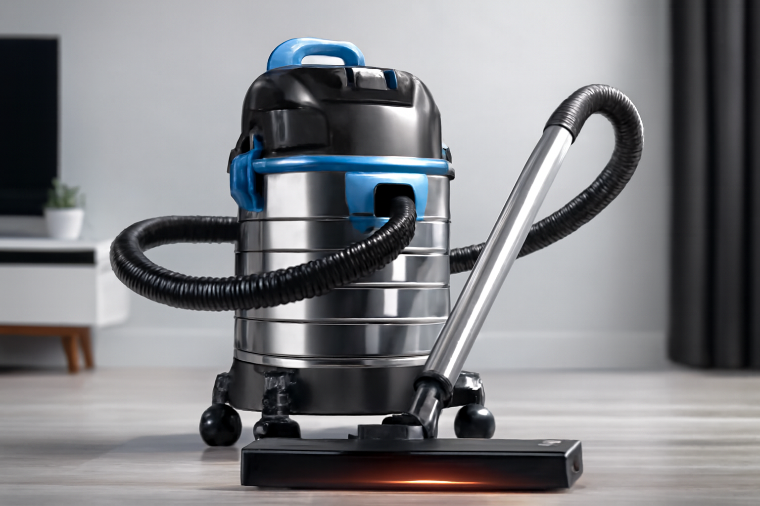 Heavy‑Duty Stainless Steel Wet & Dry Vacuum Cleaner — Home & Industrial Use