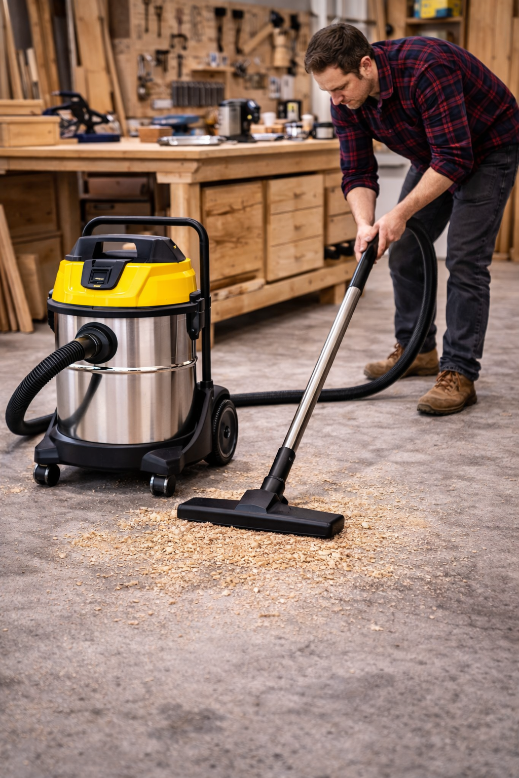 Powerful Wet Dry Vacuum Cleaner for Woodshops – High Suction for Sawdust & Debris