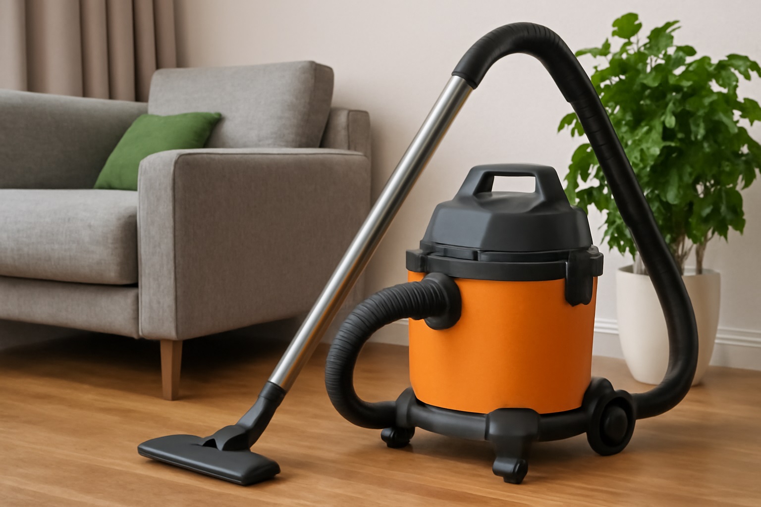 Y10 14L Multi-Scene Dry Canister Vacuum Cleaner with HEPA Filter and Durable Orange Barrel Design