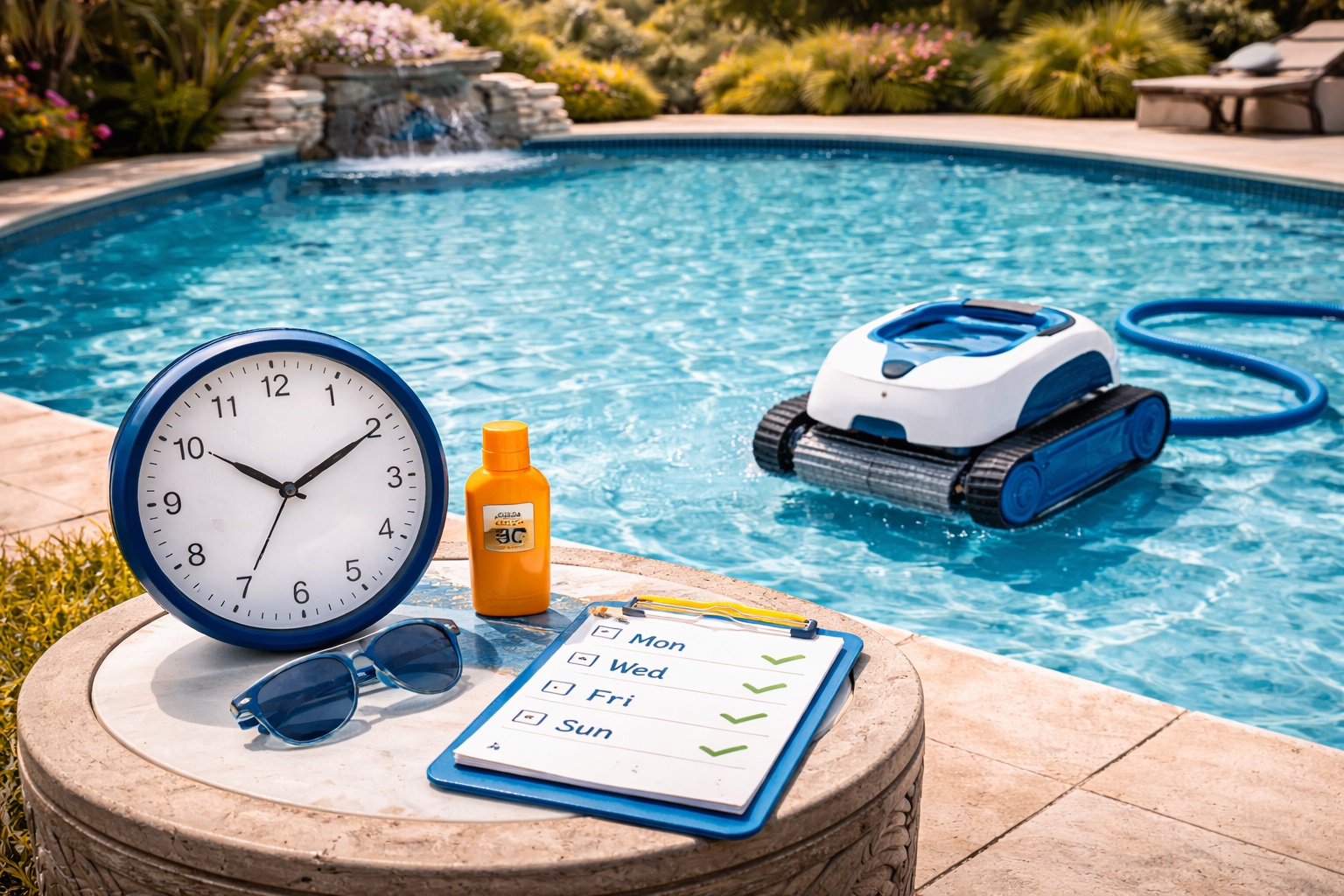 Programmable Robotic Pool Cleaner with Weekly Vacuum Scheduling