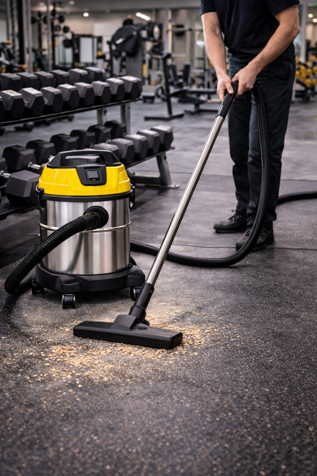 Fitness Center Wet Dry Vacuum Cleaner – Heavy-Duty Rubber Floor Cleaning Solution
