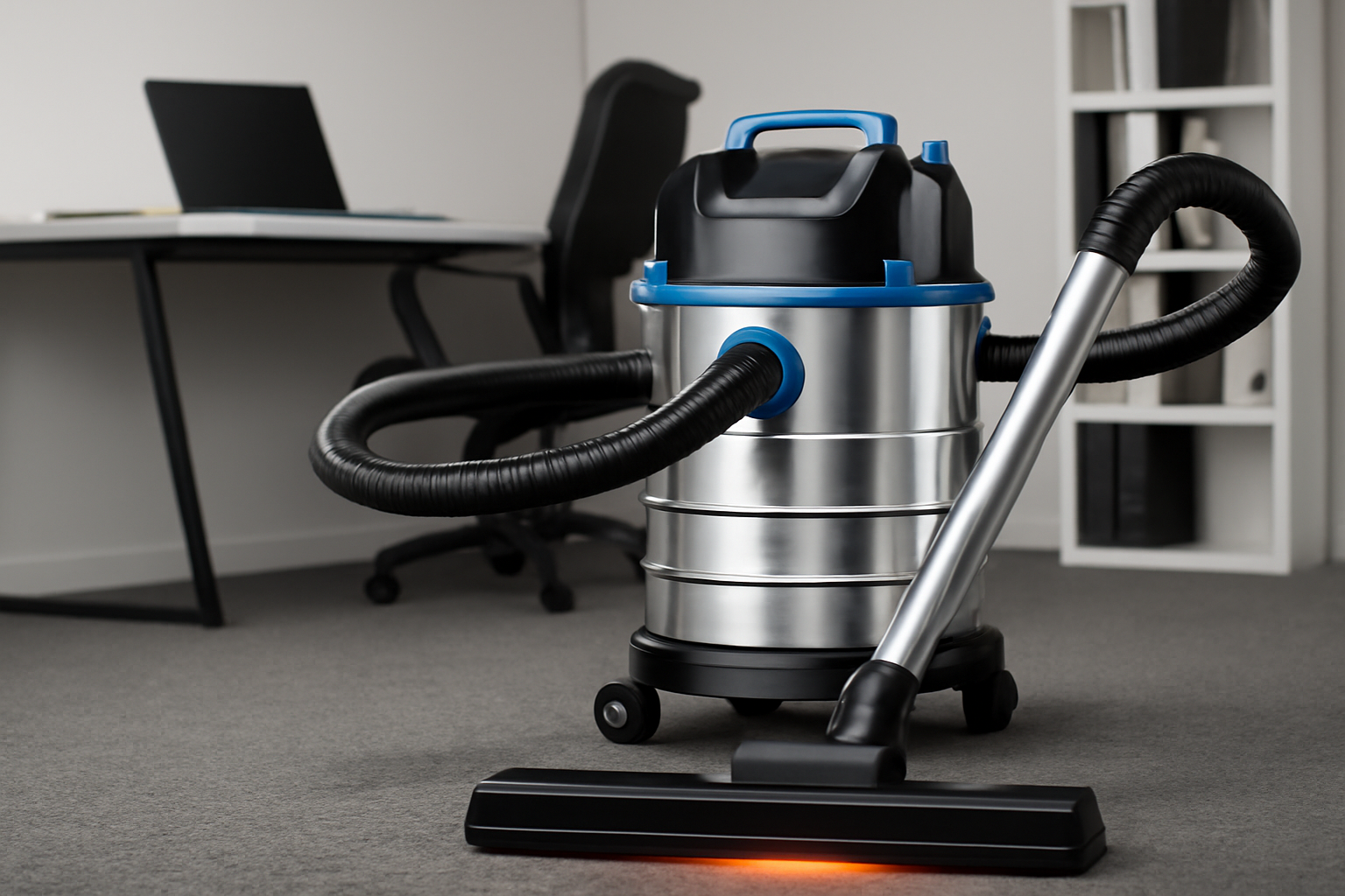 Y12 Stainless Steel Industrial Wet Dry Vacuum Cleaner – Heavy-Duty Warehouse Canister Vacuum with LED Floor Nozzle