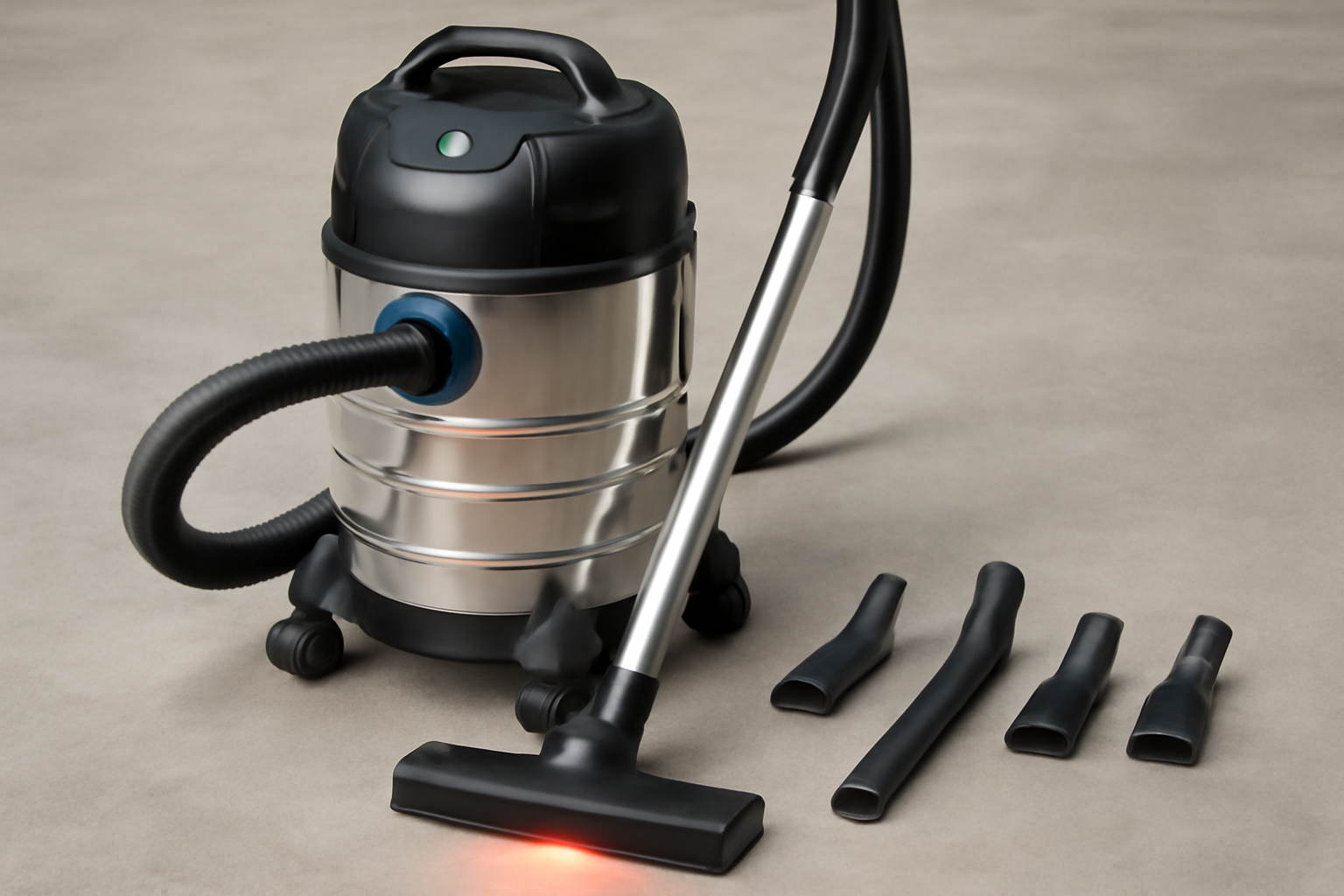 Y12 Complete Stainless Steel Wet Dry Vacuum Cleaner Set with 5 Attachment Nozzles and LED Floor Head