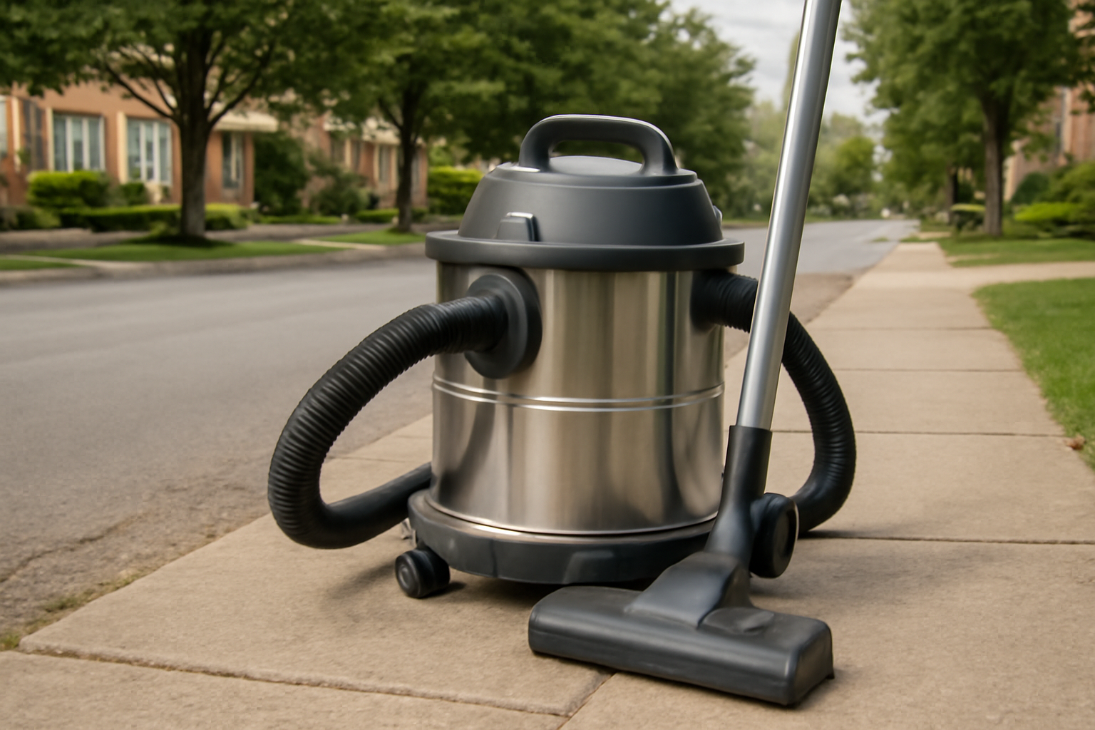 Stainless Steel Vacuum Cleaner with Flexible Hose for Outdoor and Garage Cleaning