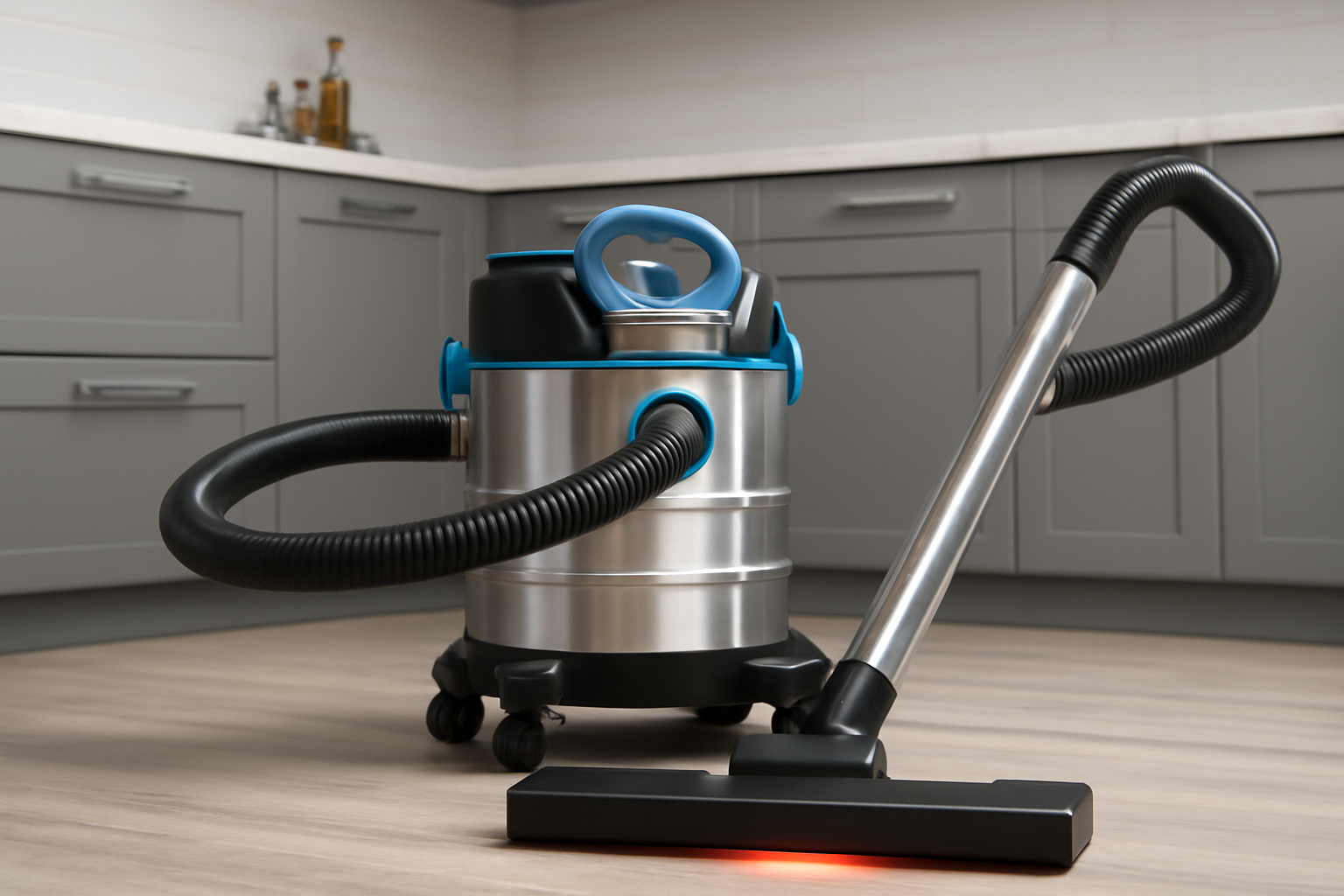 Y15 Wet Dry Vacuum Cleaner for Kitchen Cleaning – Stainless Steel Tank with Quiet Motor and Floor Nozzle