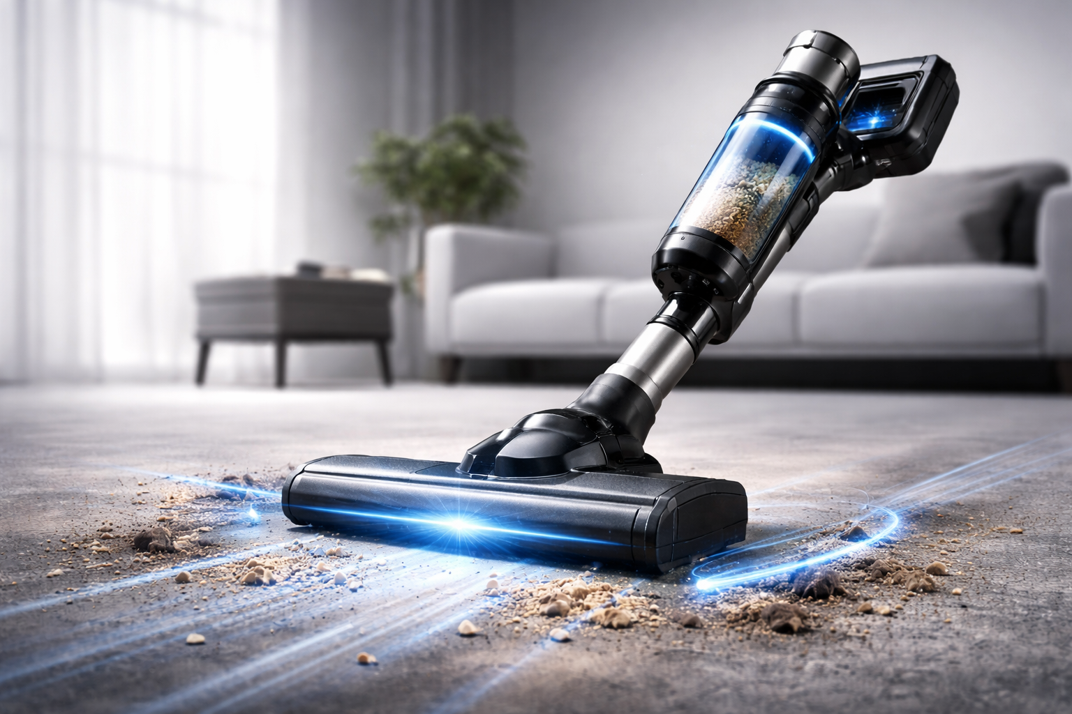 Motorized Cordless Vacuum Cleaner – Upgraded High-Speed Motor, LED Floor Light, Deep Carpet & Floor Cleaning