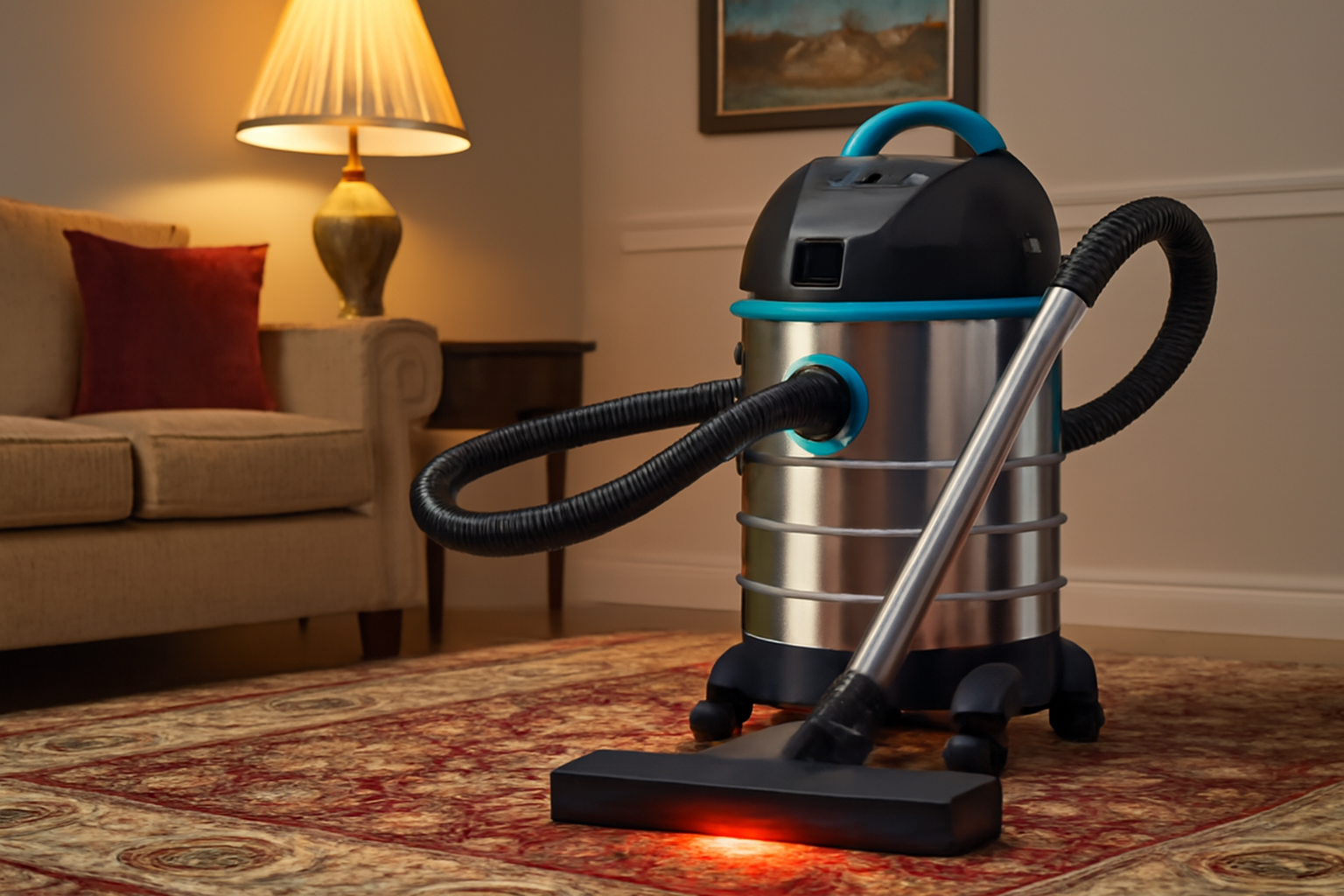 Y1 Stainless Steel Wet Dry Vacuum Cleaner with LED Floor Head, Heavy-Duty Canister Vacuum for Carpet and Hard Floor Cleaning