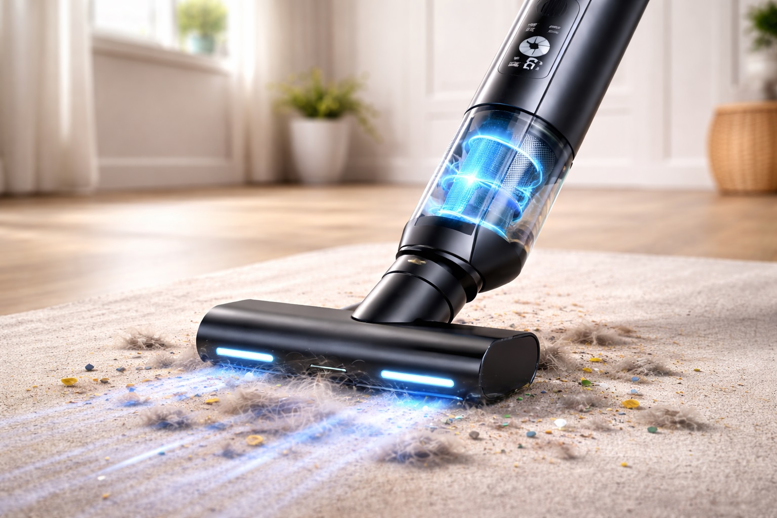 Cordless HEPA Vacuum Cleaner with Advanced Cyclonic Filtration & LED Power Brush