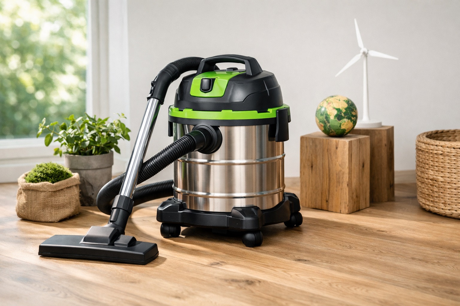 Eco-Friendly Stainless Steel Barrel Vacuum Cleaner – Wet & Dry Cleaning Power for Home & Workshop