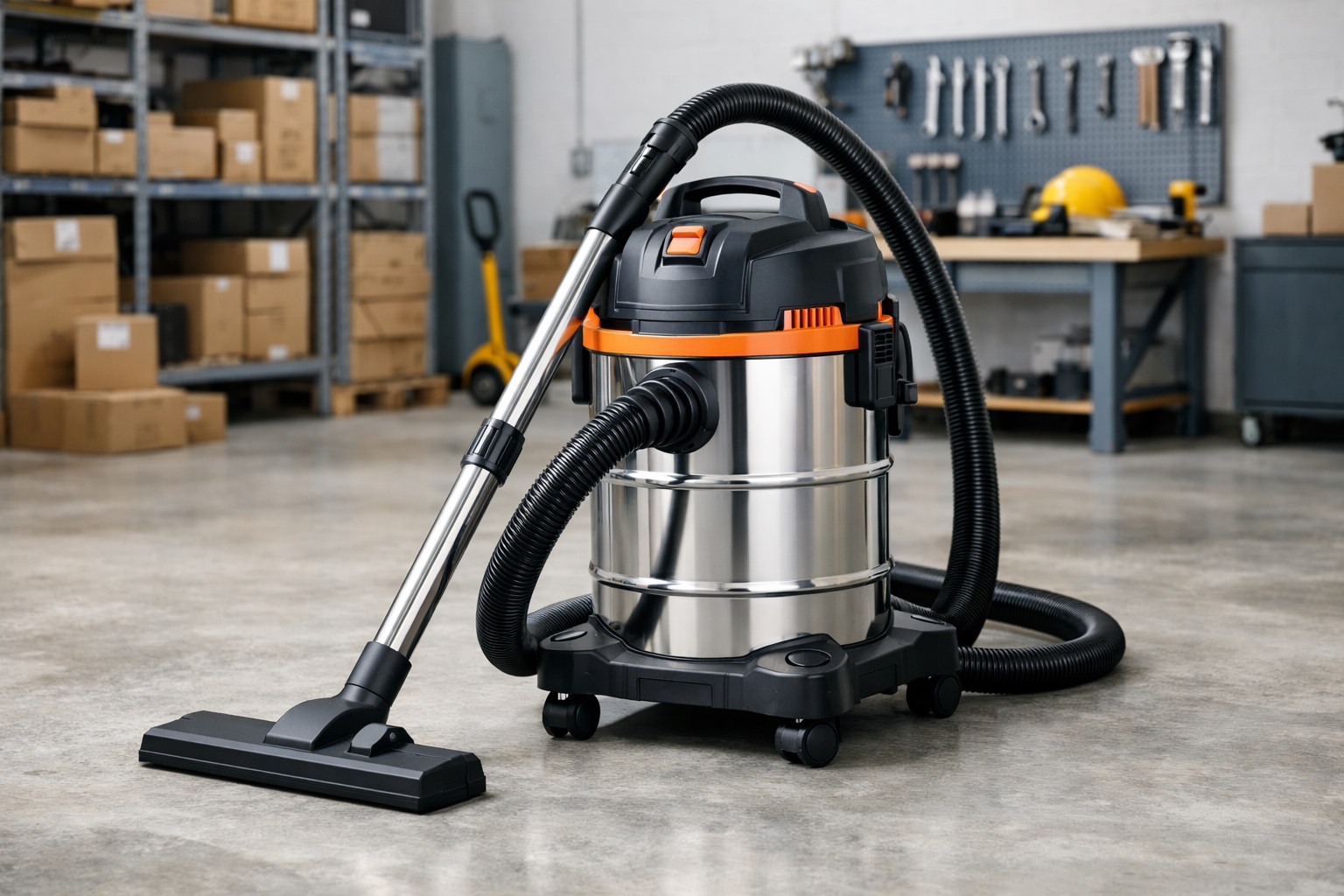 Industrial Wet Dry Vacuum Cleaner with Stainless Steel Canister – Heavy Duty Shop Vacuum
