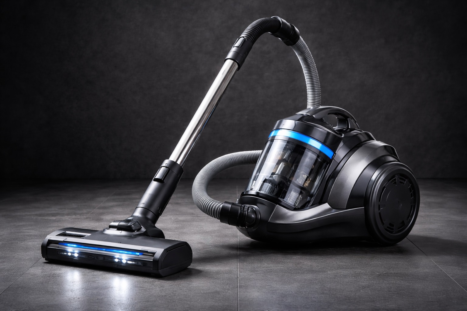 Brushless Motor Canister Vacuum Cleaner with LED Floor Head – High Power Barrel Vacuum Cleaner for Deep Home Cleaning