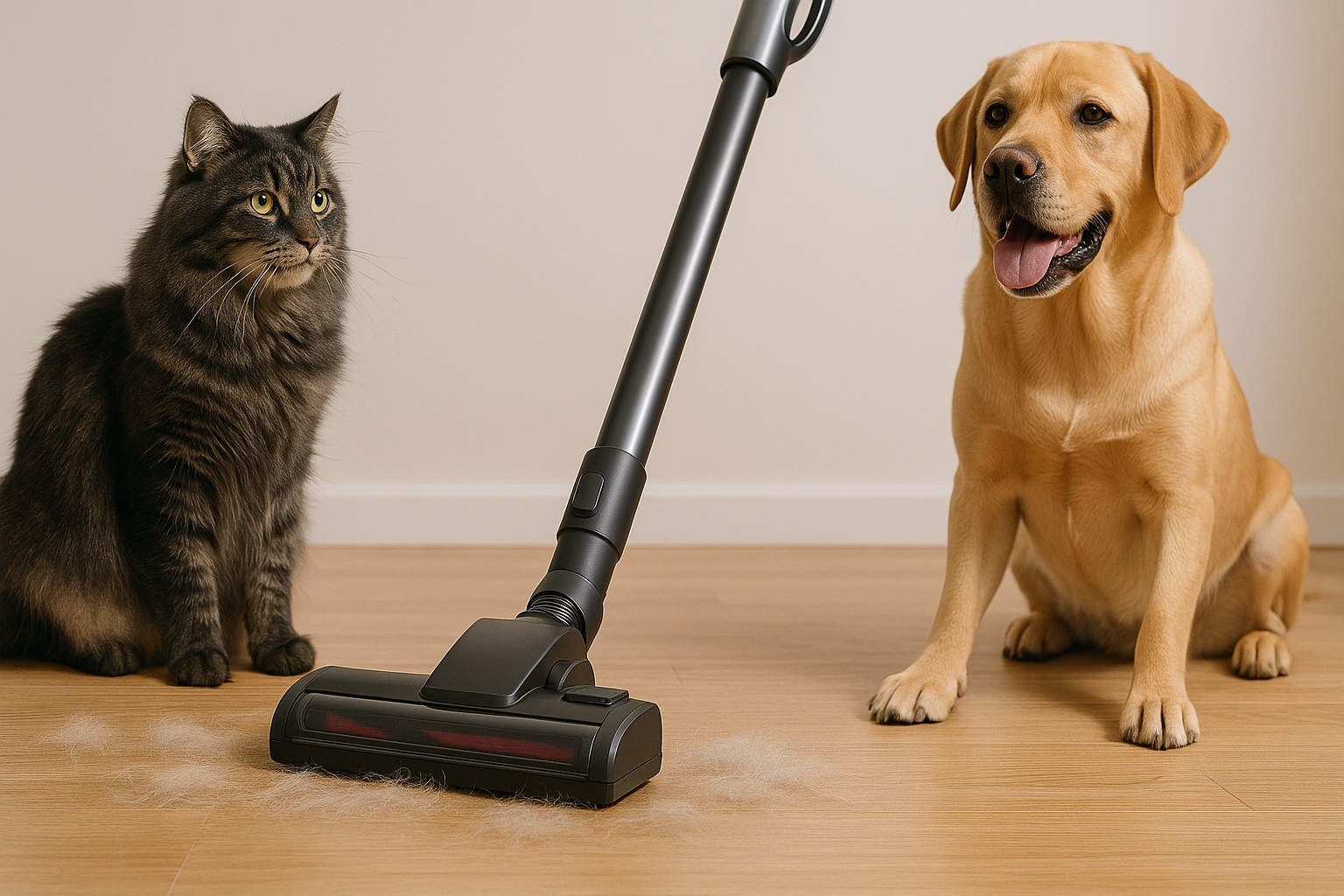 Dual Pet Hair Vacuum Cleaner for Hardwood Floors – High-Suction Cleaner for Cat & Dog Fur with Anti-Tangle Brush