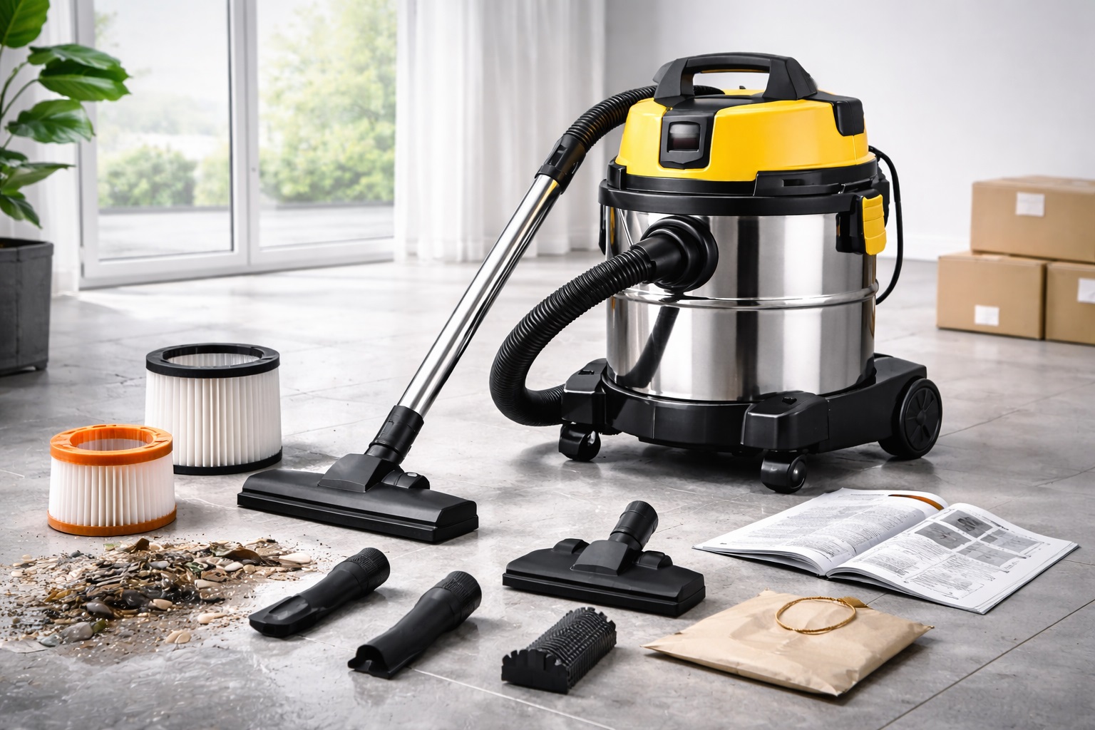 Commercial Wet and Dry Drum Vacuum Cleaner with Multi‑Filter System