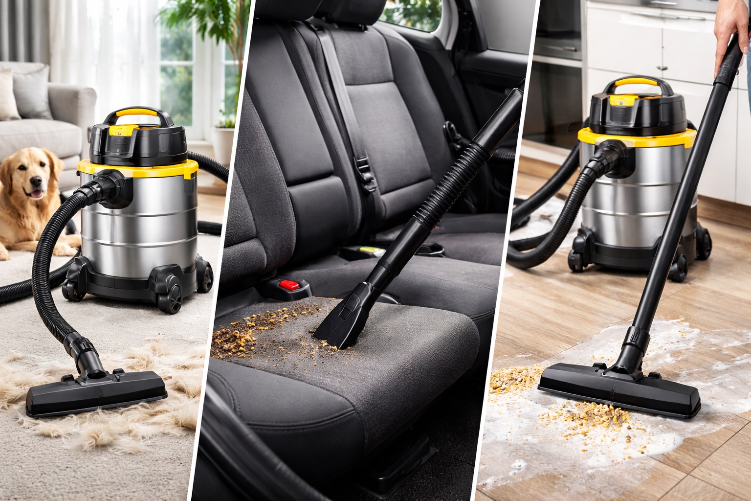 Wet Dry Vacuum Cleaner – Multi-Surface Cleaning, Heavy-Duty, Versatile for Home & Car