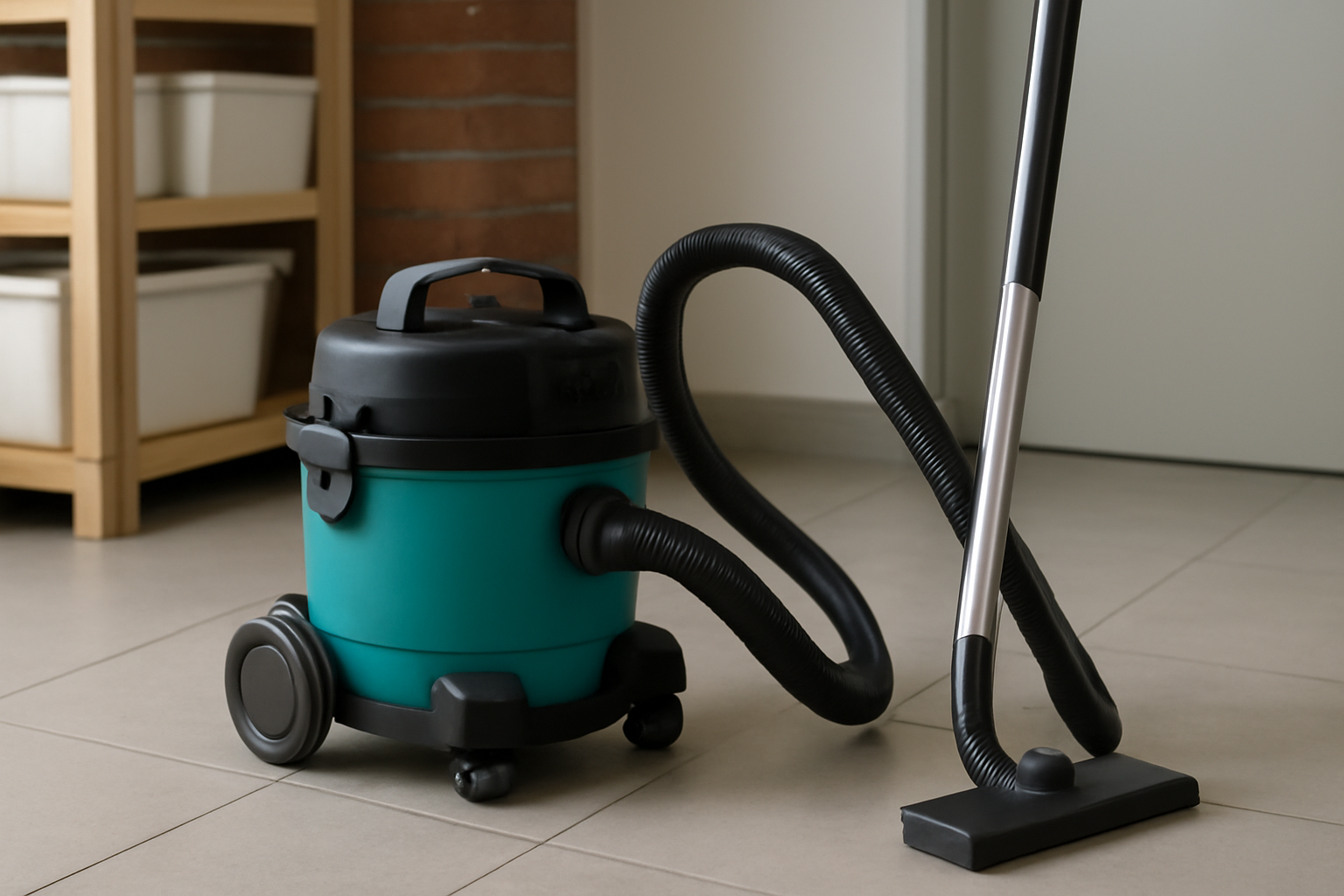 Y2 Teal Wet Dry Barrel Vacuum Cleaner for Utility Room – Strong Suction Portable Floor Cleaning Equipment
