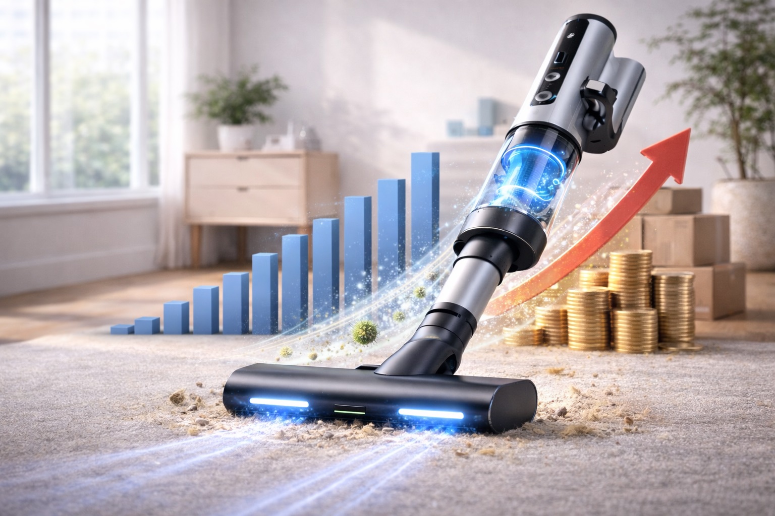 Smart HEPA Vacuum Cleaner with LED Display and Commercial-Grade Suction