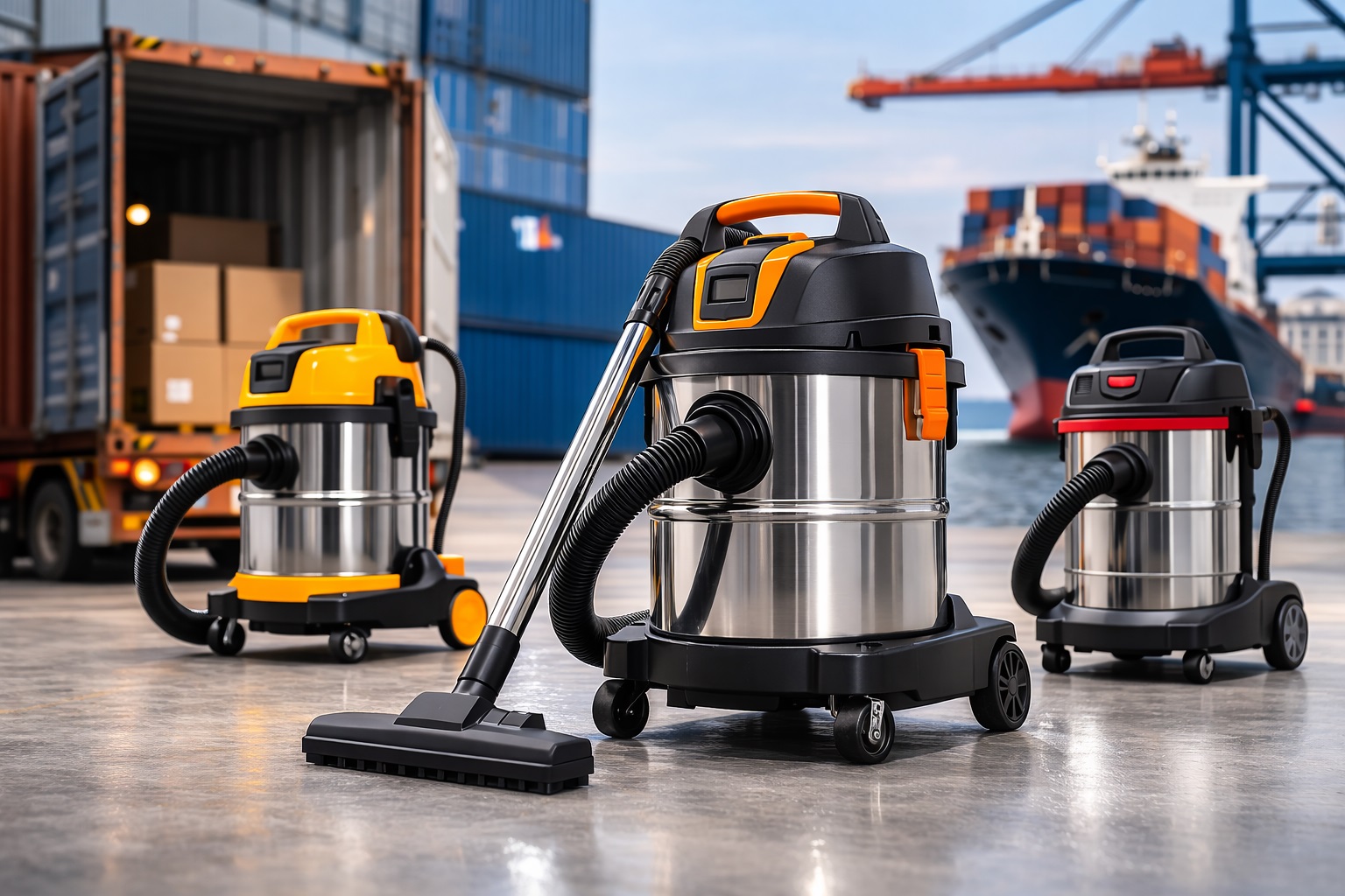 Heavy Duty Stainless Steel Industrial Drum Vacuum Cleaner for Logistics & Port Warehouses