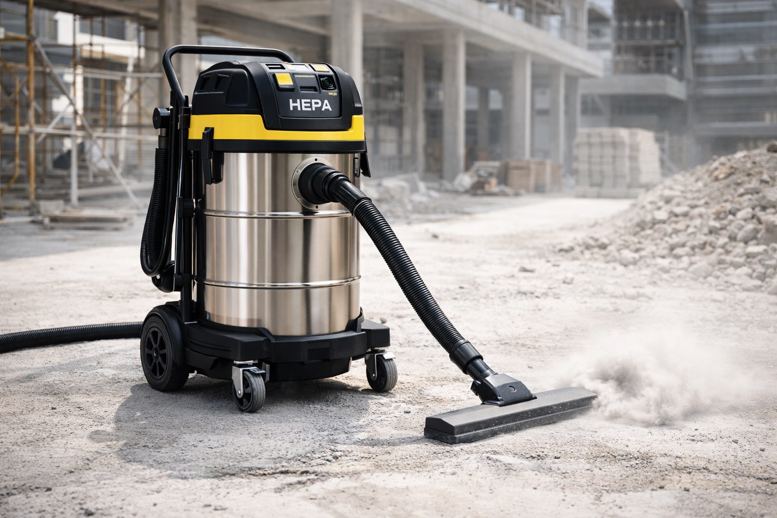 HEPA Industrial Vacuum Cleaner for Concrete Dust Control on Construction Sites