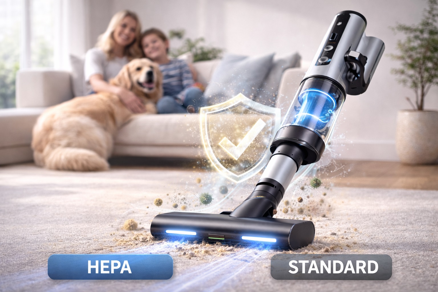 Family-Safe HEPA Vacuum Cleaner with Dual Mode & Allergy Protection