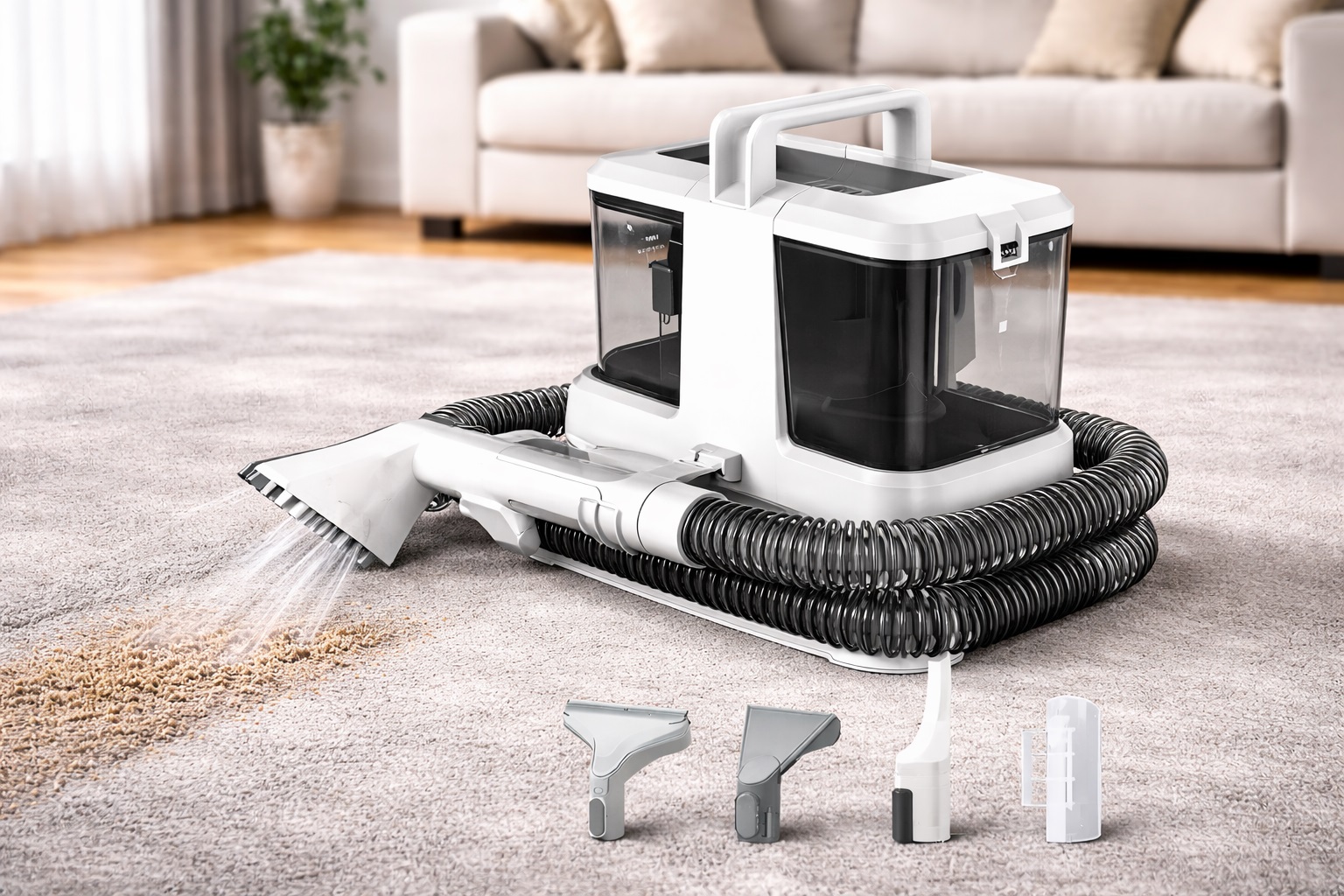 LX-UCVC-C400 All-in-One Portable Carpet Cleaner with Dual Tank and Multi-Nozzle System