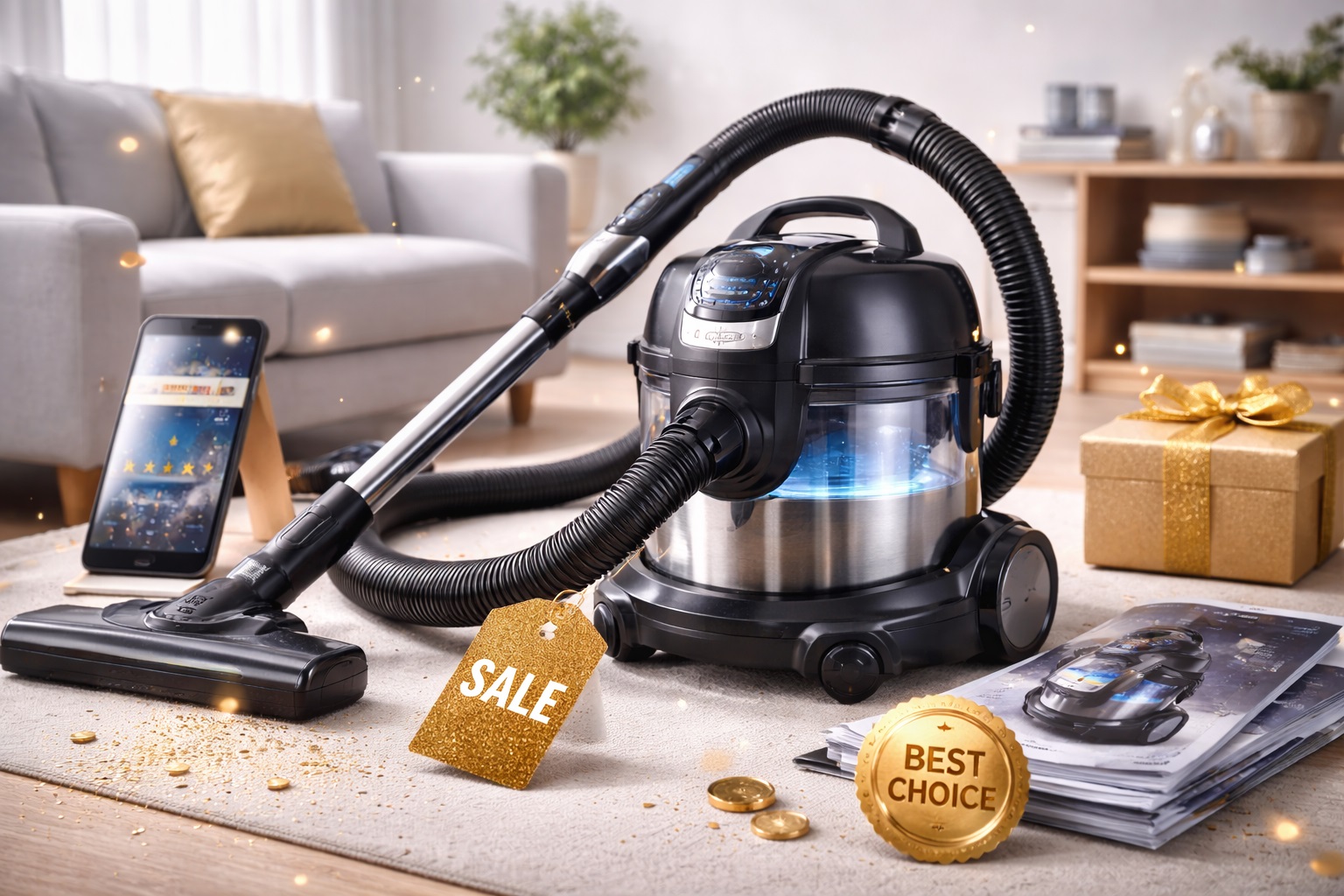 Wet & Dry Canister Vacuum Cleaner – Heavy-Duty Multi-Use Vacuum with LED Control Panel