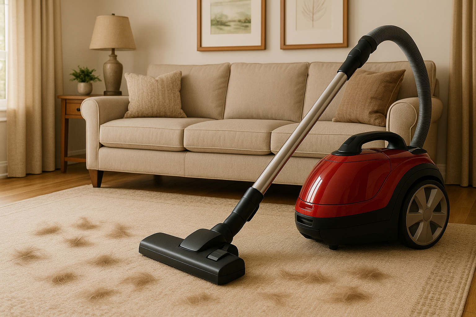 High-Suction Canister Vacuum Cleaner for Pet Hair – Red Barrel Design for Carpet & Sofa Cleaning