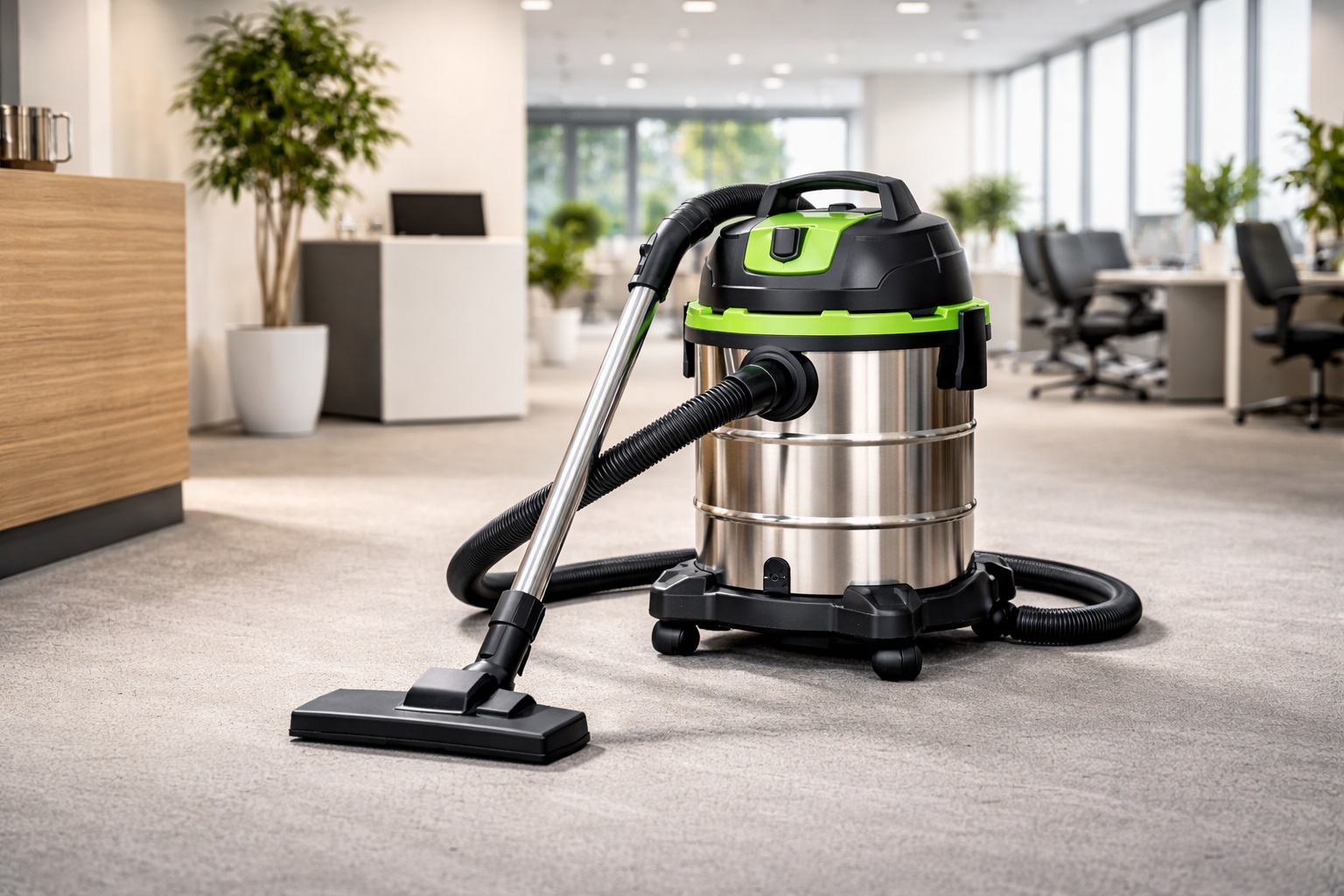 Quiet Low-Noise Commercial Vacuum Cleaner – Silent Wet & Dry Stainless Steel Office Carpet Cleaner
