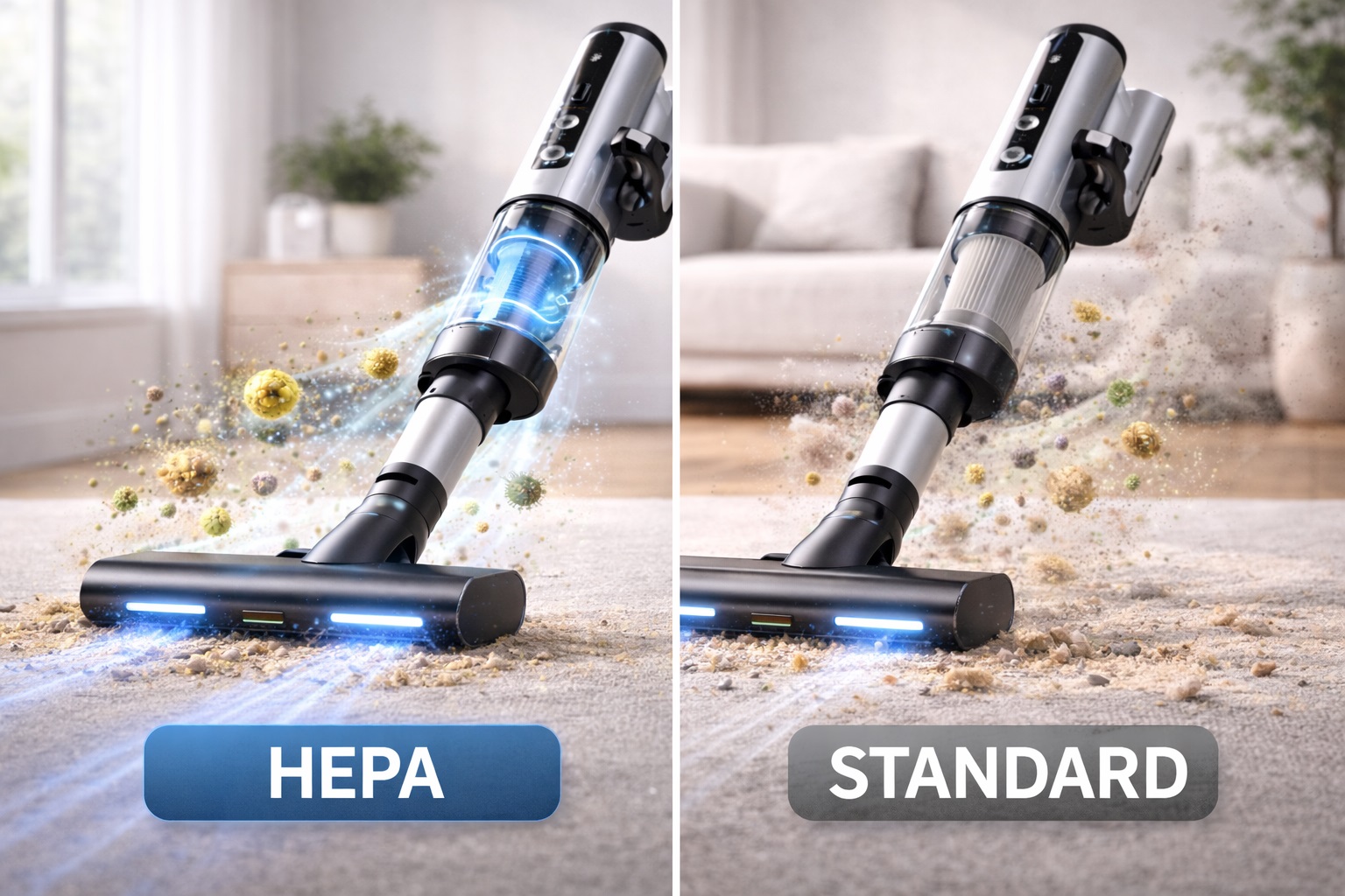 HEPA vs Standard Filter Vacuum Cleaner – Dual Filtration Technology for Superior Cleaning