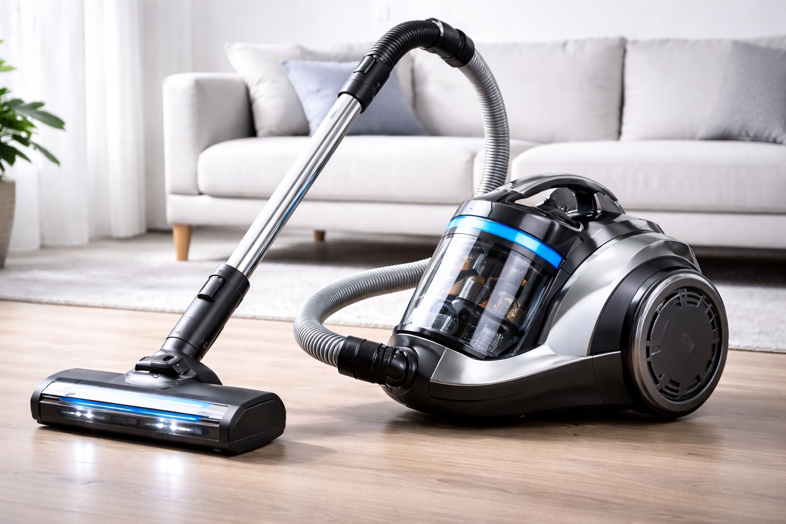 Advanced Barrel Vacuum Cleaner – Compact Canister Vacuum Cleaner for Home with LED Brush Head