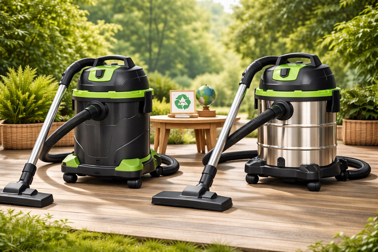 Eco-Friendly Wet & Dry Vacuum Cleaner Set – Plastic vs Stainless Steel Barrel Comparison for Sustainable Outdoor Cleaning