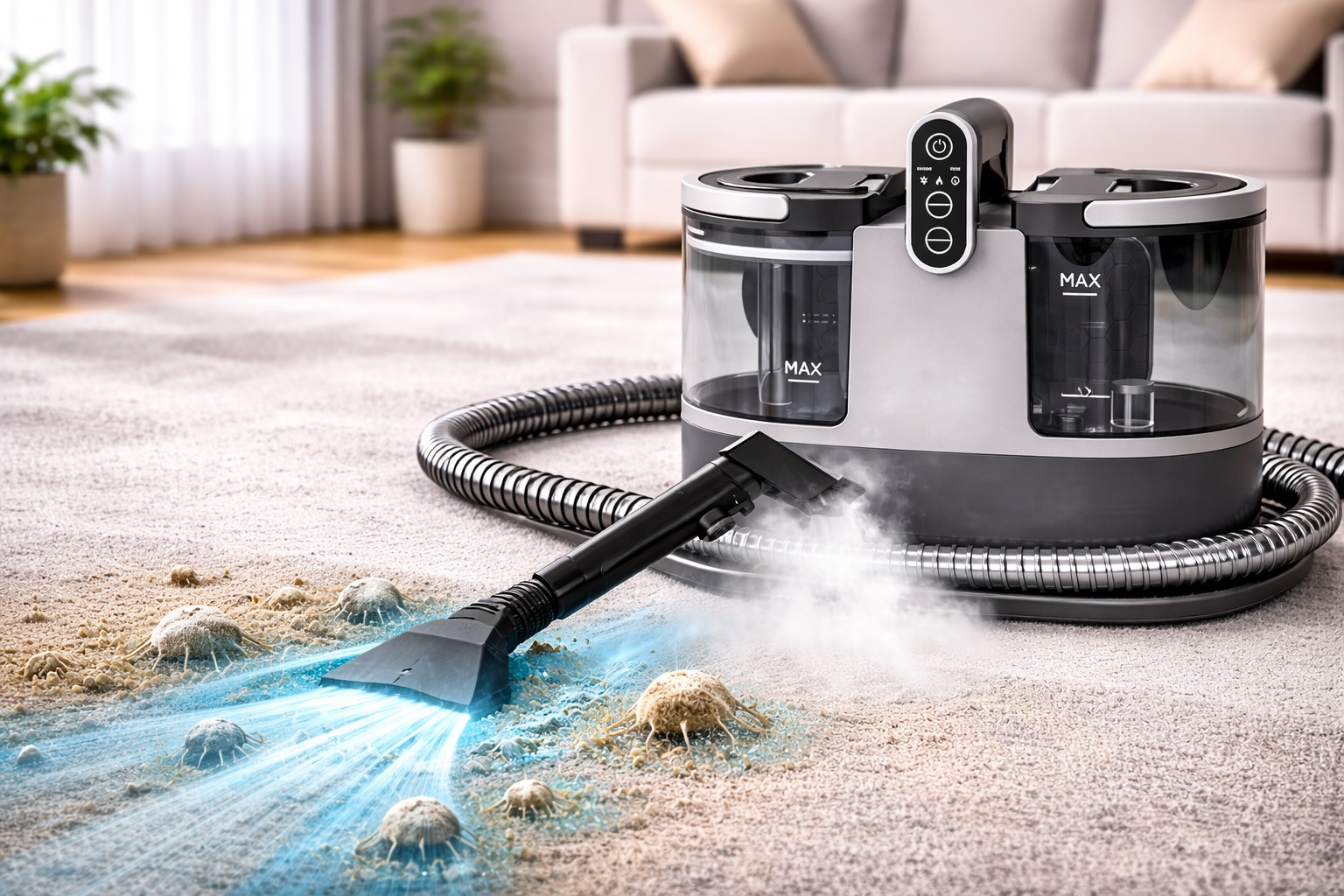 Dust Mite Steam Vacuum Cleaner with Deep Cleaning and High-Temperature Sterilization
