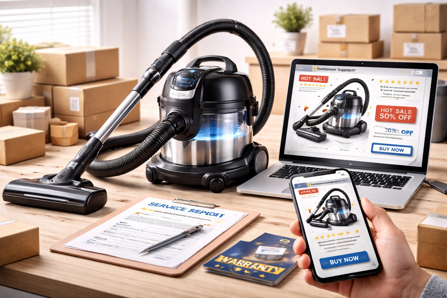 Canister Vacuum Cleaner – E-Commerce Hot Deal with LED Control & Water Filtration
