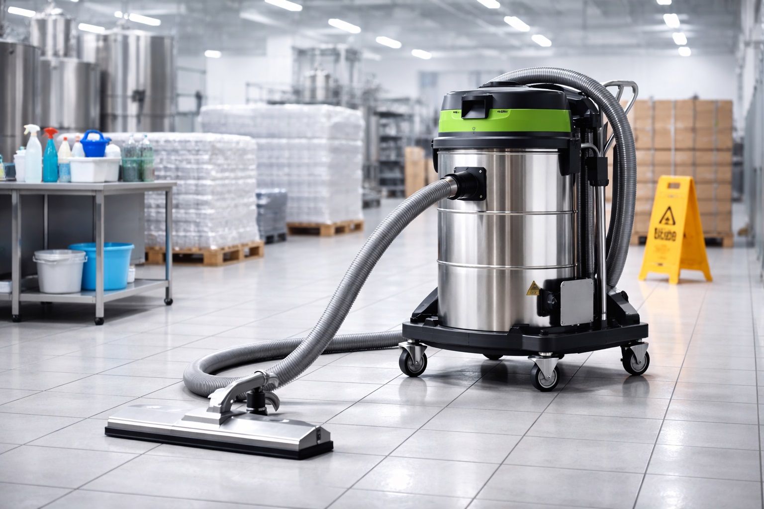 Cleanroom Industrial Vacuum Cleaner – Stainless Steel Wet & Dry for Hygiene Zones